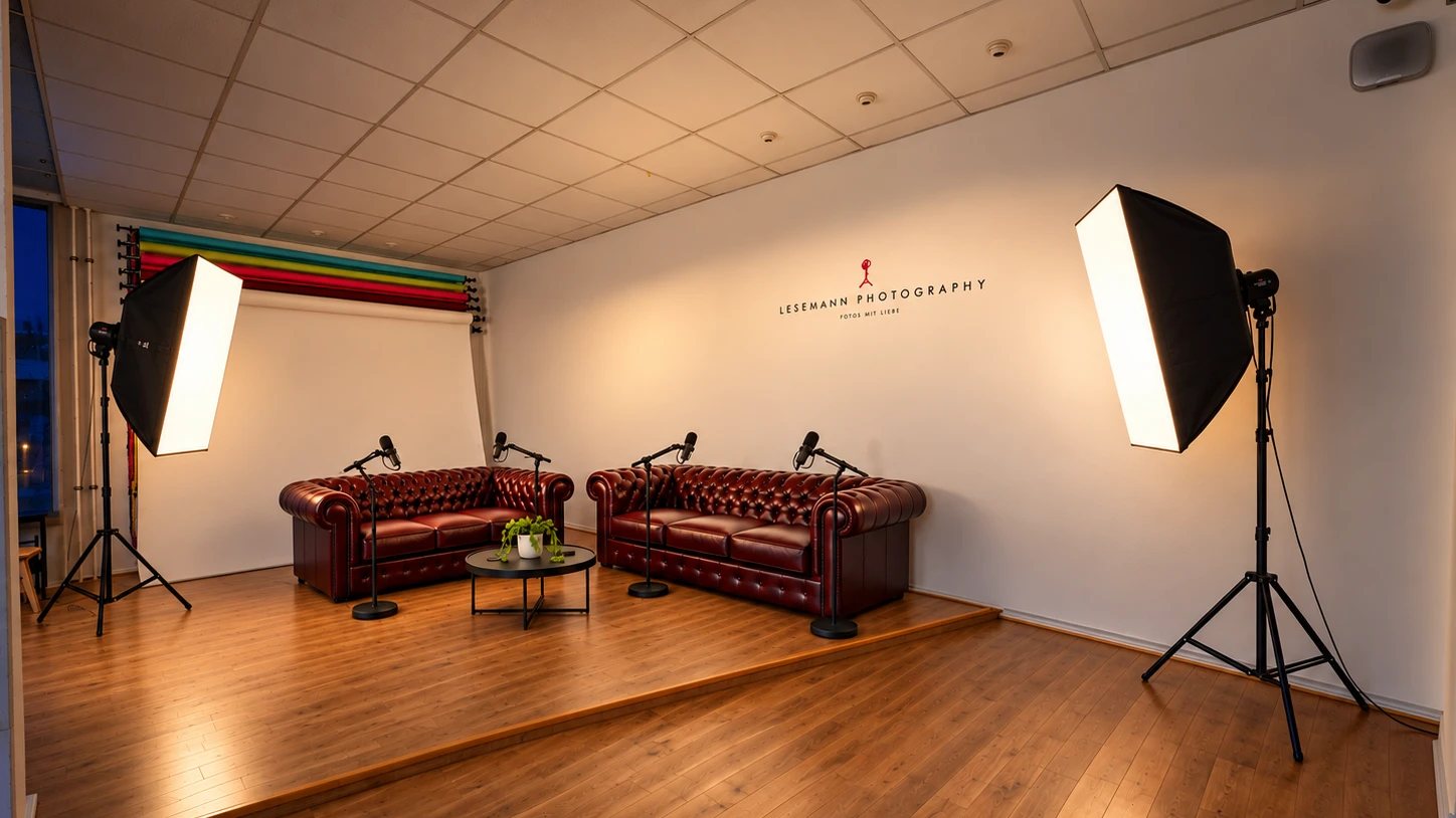 Das Studio mit den Chesterfield-Sofas
